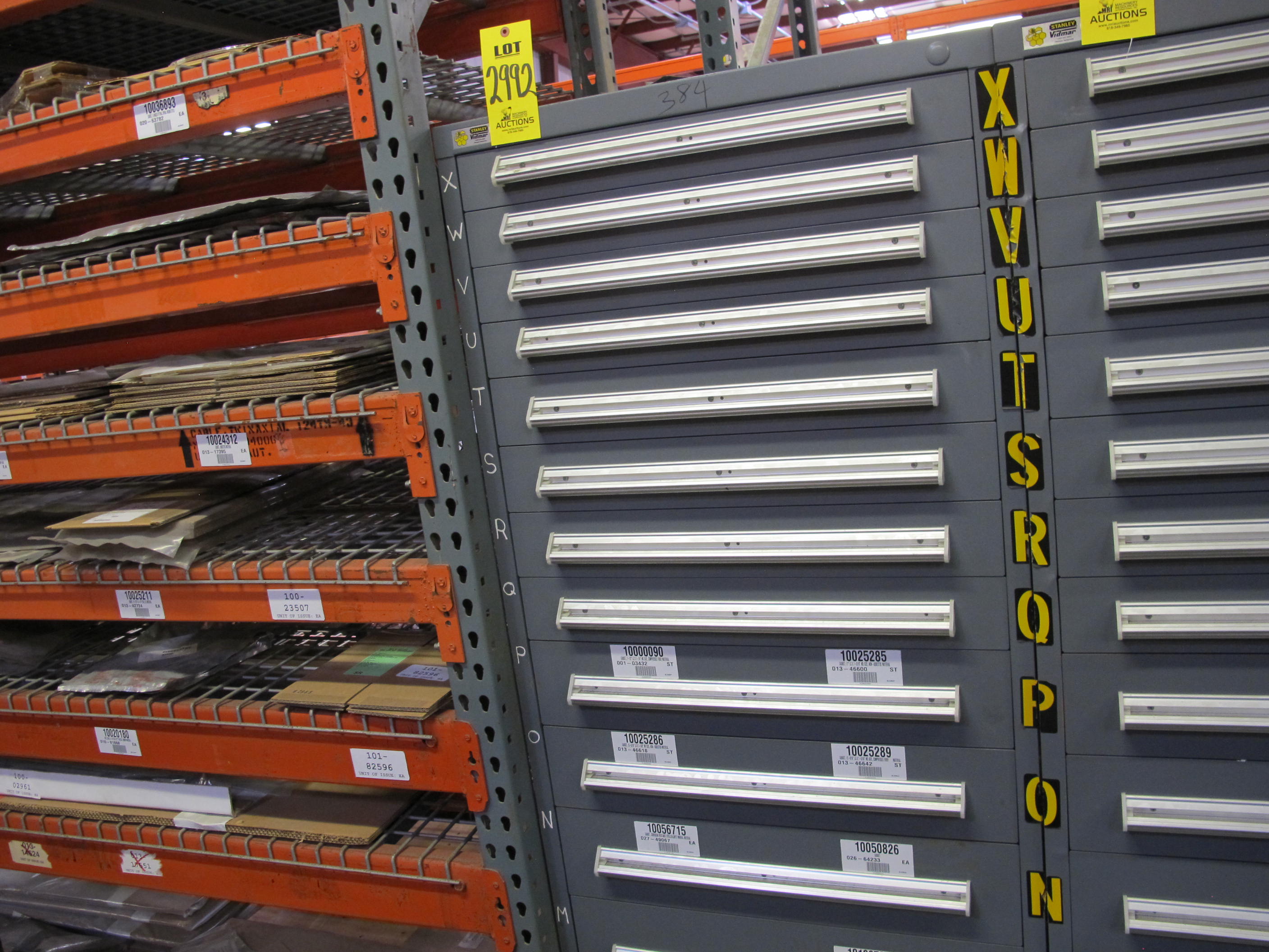 STANLEY VIDMAR HEAVY DUTY 12-DRAWER PARTS CABINET W/ CONTENTS (W-50) LOADING & HANDLING FEE $25-